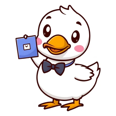 duck with bowtie holding birthday card sticker