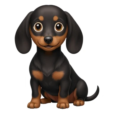 Black miniature Daschund sitting looking happy sticker