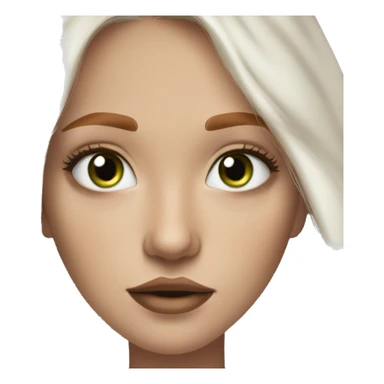 white youfg woman central heterochromia blue green and brown eyes small noe redhead long hair layers freckles brown lipstick sticker