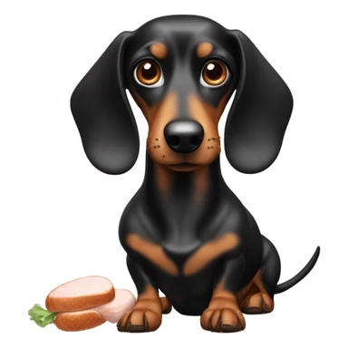 sausage dog eating chicken  sticker