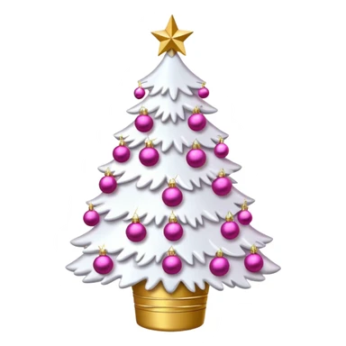 WHITE CHRISTMAS TREE WITH PINK BOWS AND GOLD TINSEL sticker