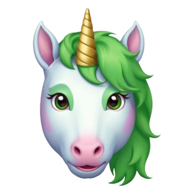 unicorn face cute and green haired and bearded wearing hat sticker
