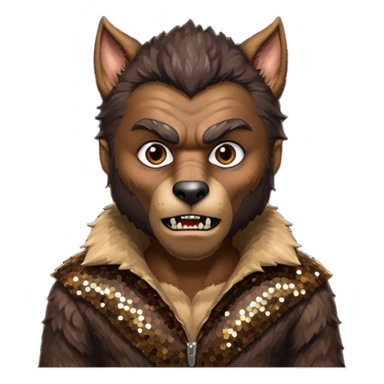 The Werewolf from Universal Monsters with brown fur, dark brown sequin outfit  sticker