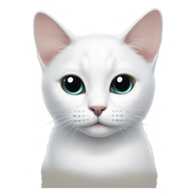white cat with black spot on head next to right ear sticker