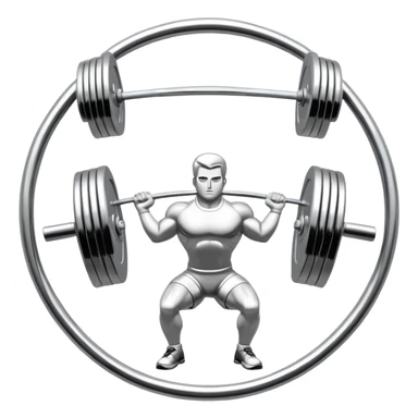 An emblem symbolizing weightlifting with a stylized barbell in the center, set against a simple, clean background. The barbell is prominent and sleek, with no athlete included. The design is bold, modern, and minimalistic sticker