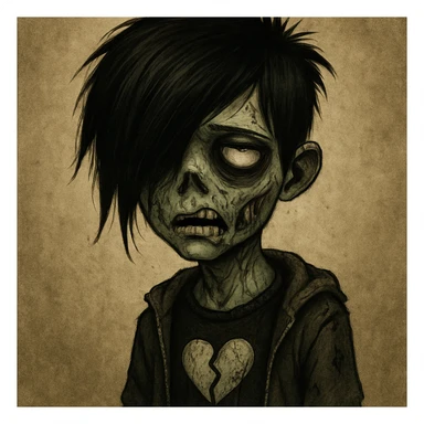 boy zombie with emo hair, style 6 sticker