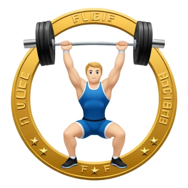 An emblem representing the World Weightlifting Federation with a stylized barbell and global elements. Bold text and clean lines symbolize strength, unity, and competition. Modern, dynamic design with a transparent background. sticker