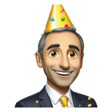 Happy Eric Zemmour with a party hat and confettis sticker