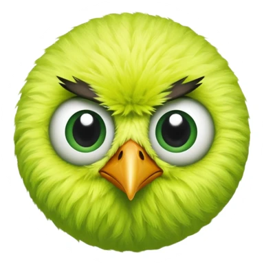 Tennis ball as a bird with big eyes looking opposite ways sticker