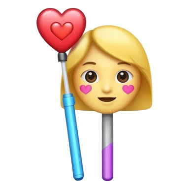 a fan emoji with heart eyes holding a K-pop light stick sticker