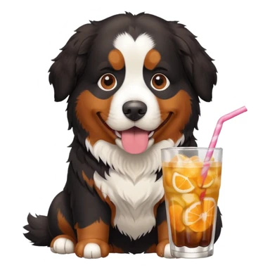 Bernese mountain dog enjoying a fruity beverage sticker