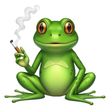 Fait moi un emoji qui ressemble à une grenouille qui fume de la beuh magique  sticker