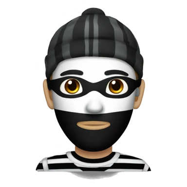 thief with black mask, white skin and a black and white striped shirt sticker