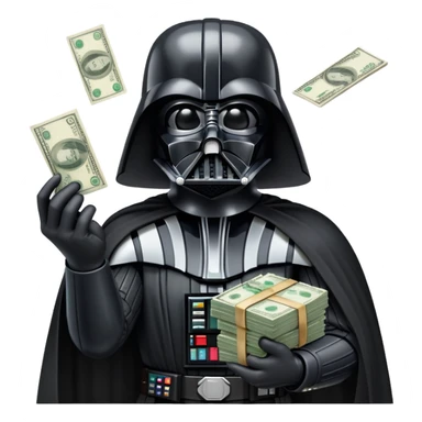 Darth Vader farting while money spreading and using the force  sticker