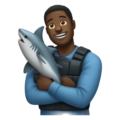 Black guy holding shark sticker