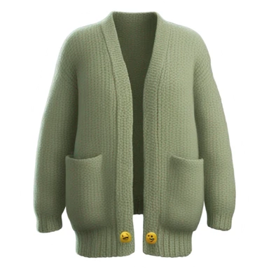 Sage oversize wool open short cardigan, isolated sticker