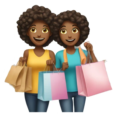 Two best friends shopping together with shopping bags  sticker