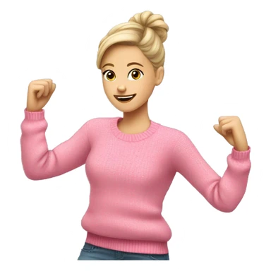 White Girl in pink sweater dancing sticker