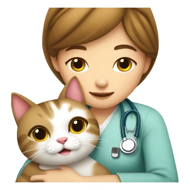 cat cuddles veterinarian girl sticker