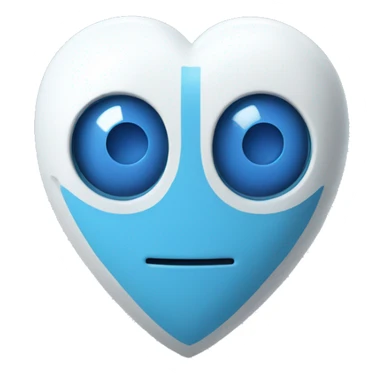 Blue and white robot heart sticker