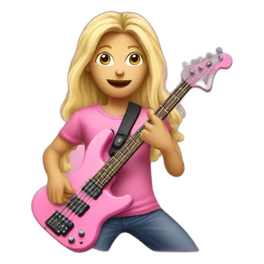 long-blond-bassguitar-player-pink-Tshirt-pink sticker
