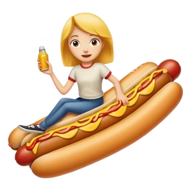 Girl riding a hotdog sticker