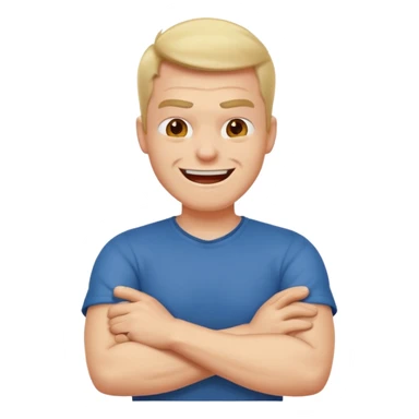 arms crossed around neck angry laughing guy sticker