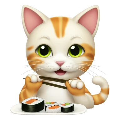 Cute Cat eating sushi  sticker