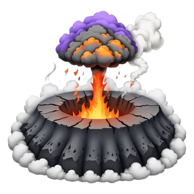 A smoking crater releasing dark ash clouds. sticker