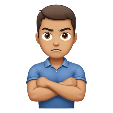 Angry guy crossed arms gripping around neck sticker