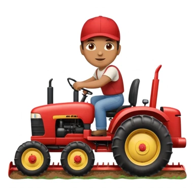 man plowing a field with a tractor, emoji style sticker