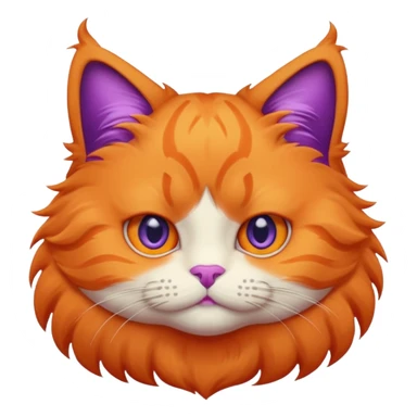 orange puffy cat with purple eyes sticker