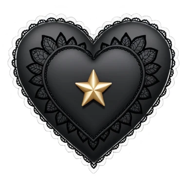 goth heart with a black lace star sticker