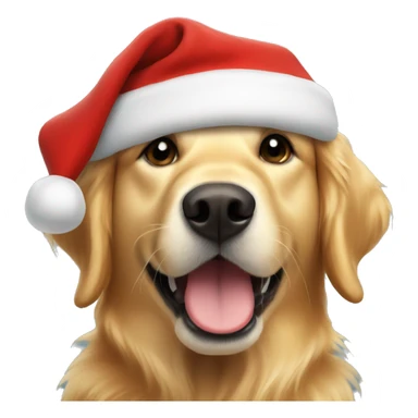 Golden retriever with Christmas hat sticker