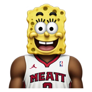 spongebob wearing red miami heat jersey sticker