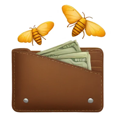 Open wallet empty with moths flying out sticker