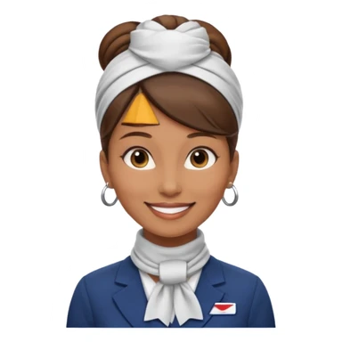  flight attendant, Light Brown skin, brown hair in one bun, neck scarf sticker