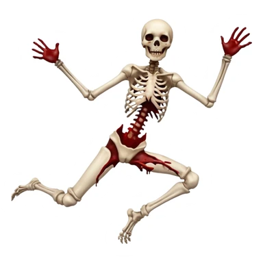 3D rotting corpse jumping in the air. In the style of your bloody skull art. More blood sticker