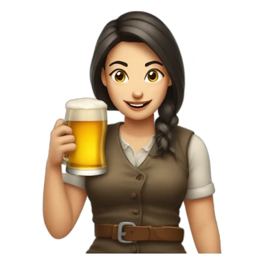 Woman with a pint of beer and winking am eye sticker