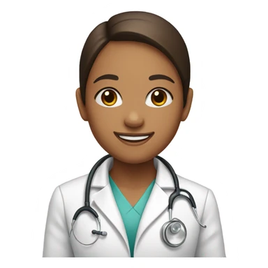 smiling girl portrait with brown eyes with doctor coat  sticker