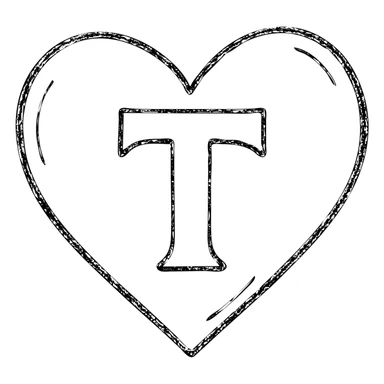 pink heart with a bold letter T in the center sticker