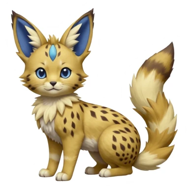 Blueberry-themed puffy fluffy thick bushy brownish soft realistic romantic vintage antique divine beautiful elegant pretty precious cute young youthful  Fakémon-Pokémon-feline-Zeraora-Jolteon-serval-caracal-chinchilla-Minccino-Cinccino-Meowstic-rodent-hybrid-creature (full body) sticker
