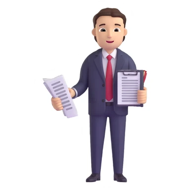 male accountant in business suit holding papers in hand sticker
