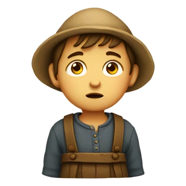 Sad European peasant child sticker