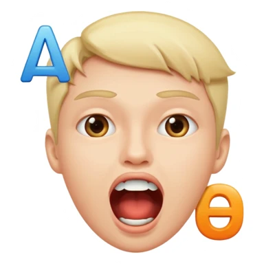 open mouth with letters A Б В coming out sticker