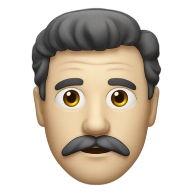 Vieil homme blanc habillé en noir avec une frange noire et une moustache carré en dessous du nez noire sticker