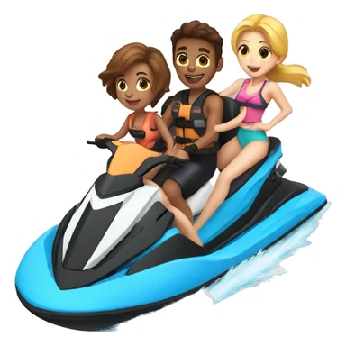 four people (two girls and two boys) on jet ski sticker