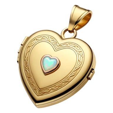 Heart shaped golden locket with opal gem in the middle of it sticker