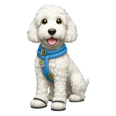 White golden doodle dog in snow boots  sticker