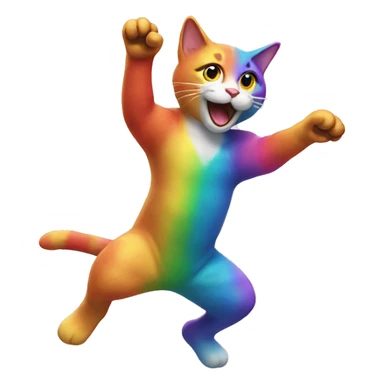 Rainbow cat jumping  sticker